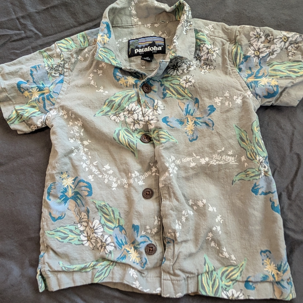 Patagonia Kids Tropical Print Shirt - Gray and Green